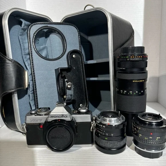 Minolta XG-7 Vintage MedFormat SLR Film Camera, Lenses, With Case